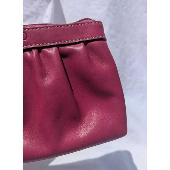 FINAL PRICE DROP Vintage Y2K Coach Leather Pleated Wristlet Wallet Dark Pink - Picture 8 of 12